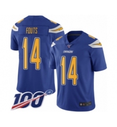 Men's Los Angeles Chargers #14 Dan Fouts Limited Electric Blue Rush Vapor Untouchable 100th Season Football Jersey