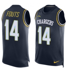 Men's Nike Los Angeles Chargers #14 Dan Fouts Limited Navy Blue Player Name & Number Tank Top NFL Jersey