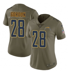 Women's Nike Los Angeles Chargers #28 Melvin Gordon Limited Olive 2017 Salute to Service NFL Jersey