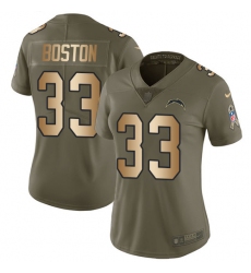 Women's Nike Los Angeles Chargers #33 Tre Boston Limited Olive/Gold 2017 Salute to Service NFL Jersey