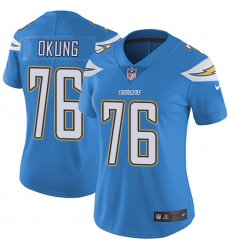 Women's Nike Los Angeles Chargers #76 Russell Okung Elite Electric Blue Alternate NFL Jersey