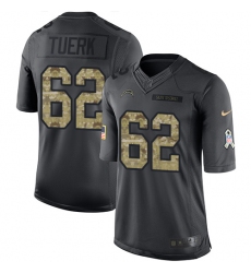Men's Nike Los Angeles Chargers #62 Max Tuerk Limited Black 2016 Salute to Service NFL Jersey