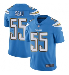 Men's Nike Los Angeles Chargers #55 Junior Seau Electric Blue Alternate Vapor Untouchable Limited Player NFL Jersey