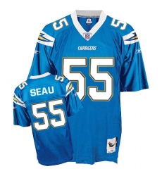 Mitchell And Ness Los Angeles Chargers #55 Junior Seau Authentic Light Blue Throwback NFL Jersey