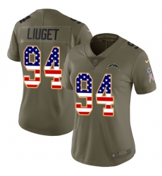 Women's Nike Los Angeles Chargers #94 Corey Liuget Limited Olive/USA Flag 2017 Salute to Service NFL Jersey