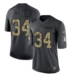 Men's Nike Los Angeles Chargers #34 Derek Watt Limited Black 2016 Salute to Service NFL Jersey