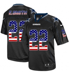 Men's Nike Dallas Cowboys #22 Emmitt Smith Elite Black USA Flag Fashion NFL Jersey