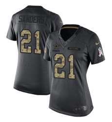 Women's Nike Dallas Cowboys #21 Deion Sanders Limited Black 2016 Salute to Service NFL Jersey
