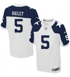 Men's Nike Dallas Cowboys #5 Dan Bailey Elite White Throwback Alternate NFL Jersey