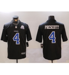 Men's Dallas Cowboys #4 Dak Prescott Black Throwback With 1960 Vapor Untouchable Limited Stitched Football Jersey