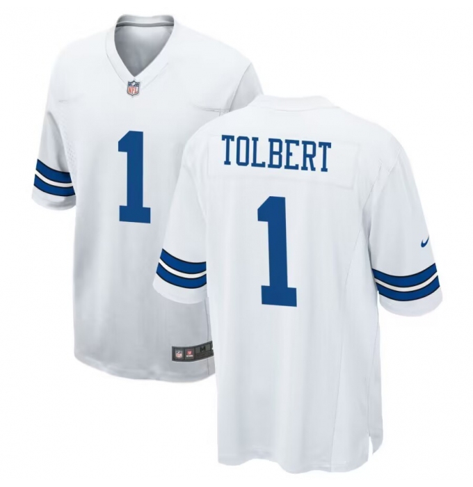 Men's Dallas Cowboys #1 Jalen Tolbert White Vapor Limited Jersey