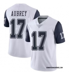 Men's Dallas Cowboys #17 Brandon Aubrey Limited White Color Rush Vapor Untouchable Jersey