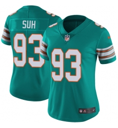 Women's Nike Miami Dolphins #93 Ndamukong Suh Elite Aqua Green Alternate NFL Jersey