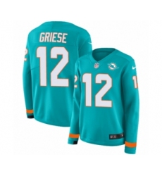 Women's Nike Miami Dolphins #12 Bob Griese Limited Aqua Therma Long Sleeve NFL Jersey
