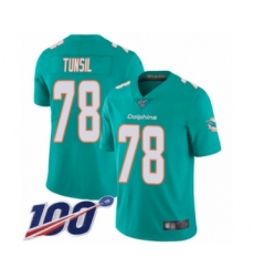 Men's Miami Dolphins #78 Laremy Tunsil Aqua Green Team Color Vapor Untouchable Limited Player 100th Season Football Jersey