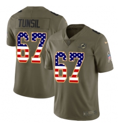 Youth Nike Miami Dolphins #67 Laremy Tunsil Limited Olive/USA Flag 2017 Salute to Service NFL Jersey