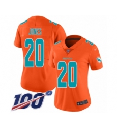 Women's Miami Dolphins #20 Reshad Jones Limited Orange Inverted Legend 100th Season Football Jersey