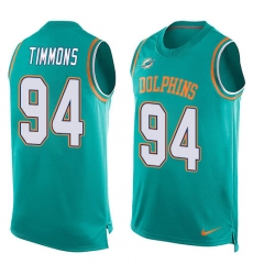 Men's Nike Miami Dolphins #94 Lawrence Timmons Limited Aqua Green Player Name & Number Tank Top NFL Jersey