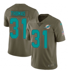 Men's Nike Miami Dolphins #31 Michael Thomas Limited Olive 2017 Salute to Service NFL Jersey