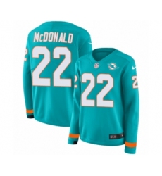 Women's Nike Miami Dolphins #22 T.J. McDonald Limited Aqua Therma Long Sleeve NFL Jersey
