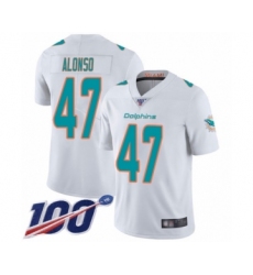 Men's Miami Dolphins #47 Kiko Alonso White Vapor Untouchable Limited Player 100th Season Football Jersey
