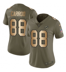 Women's Nike Miami Dolphins #88 Leonte Carroo Limited Olive/Gold 2017 Salute to Service NFL Jersey