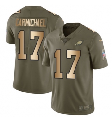 Men's Nike Philadelphia Eagles #17 Harold Carmichael Limited Olive/Gold 2017 Salute to Service NFL Jersey