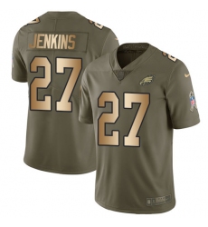 Men's Nike Philadelphia Eagles #27 Malcolm Jenkins Limited Olive/Gold 2017 Salute to Service NFL Jersey