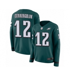 Women's Nike Philadelphia Eagles #12 Randall Cunningham Limited Green Therma Long Sleeve NFL Jersey