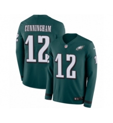 Youth Nike Philadelphia Eagles #12 Randall Cunningham Limited Green Therma Long Sleeve NFL Jersey