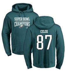 Nike Philadelphia Eagles #87 Brent Celek Green Super Bowl LII Champions Pullover Hoodie