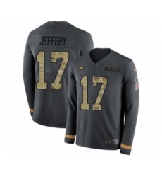 Youth Nike Philadelphia Eagles #17 Alshon Jeffery Limited Black Salute to Service Therma Long Sleeve NFL Jersey