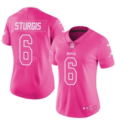 Women's Nike Philadelphia Eagles #6 Caleb Sturgis Limited Pink Rush Fashion NFL Jersey