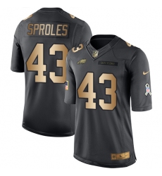 Men's Nike Philadelphia Eagles #43 Darren Sproles Limited Black/Gold Salute to Service NFL Jersey