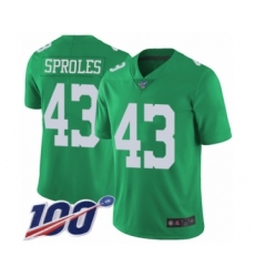 Men's Philadelphia Eagles #43 Darren Sproles Limited Green Rush Vapor Untouchable 100th Season Football Jersey