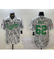 Men's Philadelphia Eagles #62 Jason Kelce Arctic Camo 2024 Salute to Service Stitched Baseball Jersey