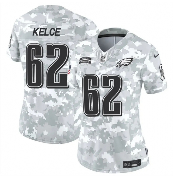 Women's Philadelphia Eagles #62 Jason Kelce 2024 F.U.S.E Arctic Camo Salute To Service Limited Stitched Jersey(Run Small)