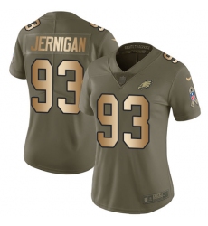Women's Nike Philadelphia Eagles #93 Timmy Jernigan Limited Olive/Gold 2017 Salute to Service NFL Jersey