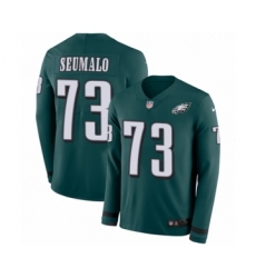 Youth Nike Philadelphia Eagles #73 Isaac Seumalo Limited Green Therma Long Sleeve NFL Jersey