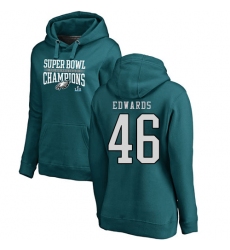 Women's Nike Philadelphia Eagles #46 Herman Edwards Green Super Bowl LII Champions Pullover Hoodie