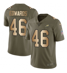 Youth Nike Philadelphia Eagles #46 Herman Edwards Limited Olive/Gold 2017 Salute to Service NFL Jersey
