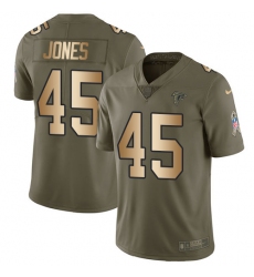 Men's Nike Atlanta Falcons #45 Deion Jones Limited Olive/Gold 2017 Salute to Service NFL Jersey
