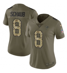 Women's Nike Atlanta Falcons #8 Matt Schaub Limited Olive/Camo 2017 Salute to Service NFL Jersey