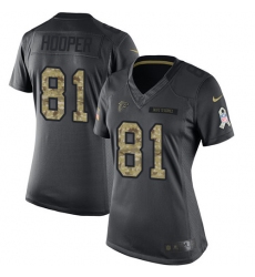 Women's Nike Atlanta Falcons #81 Austin Hooper Limited Black 2016 Salute to Service NFL Jersey