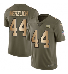 Youth Nike New York Giants #44 Mark Herzlich Limited Olive/Gold 2017 Salute to Service NFL Jersey