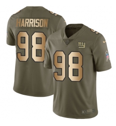 Youth Nike New York Giants #98 Damon Harrison Limited Olive/Gold 2017 Salute to Service NFL Jersey