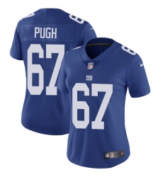 Women's Nike New York Giants #67 Justin Pugh Royal Blue Team Color Vapor Untouchable Limited Player NFL Jersey