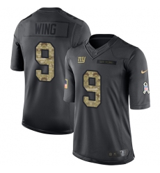 Youth Nike New York Giants #9 Brad Wing Limited Black 2016 Salute to Service NFL Jersey