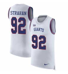 Men's Nike New York Giants #92 Michael Strahan Limited White Rush Player Name & Number Tank Top NFL Jersey