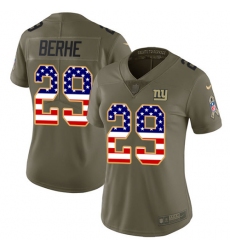 Women's Nike New York Giants #29 Nat Berhe Limited Olive/USA Flag 2017 Salute to Service NFL Jersey